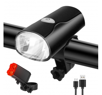 Tatopa Bicycle Light LED Set Bicycle Lights - StVZO approved bicycle lamp - USB Rechargeable Front Light and Rear Light - Waterproof bike light bicycle lighting